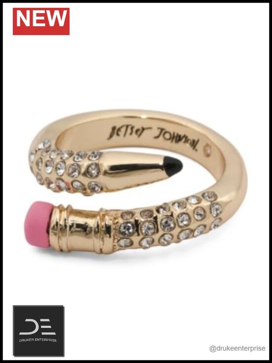 Jewelry - Gold Tone Pencil Wrap Band Ring Pave Crystal Statement